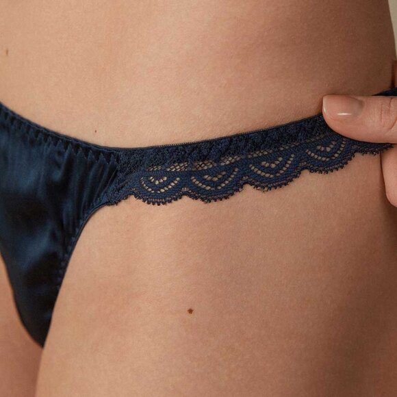 Intimissimi Silk and Lace String in Intense Blue - Picture 2 of 7